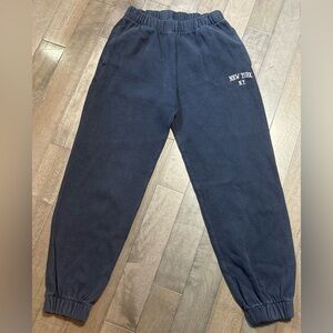 John Galt Brandy Melville Ribbed Joggers New York One Size Navy Blue